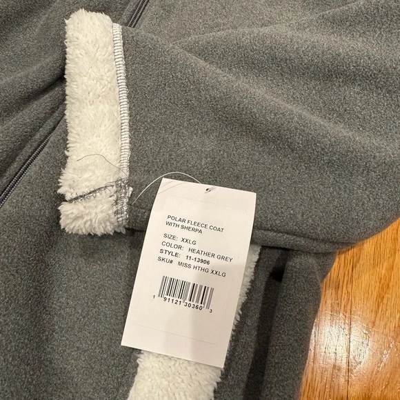 Totes Grey Polar Fleece Cozy Gray and White Sherpa Jacket Full Zip Women’s XXL - Picture 5 of 7